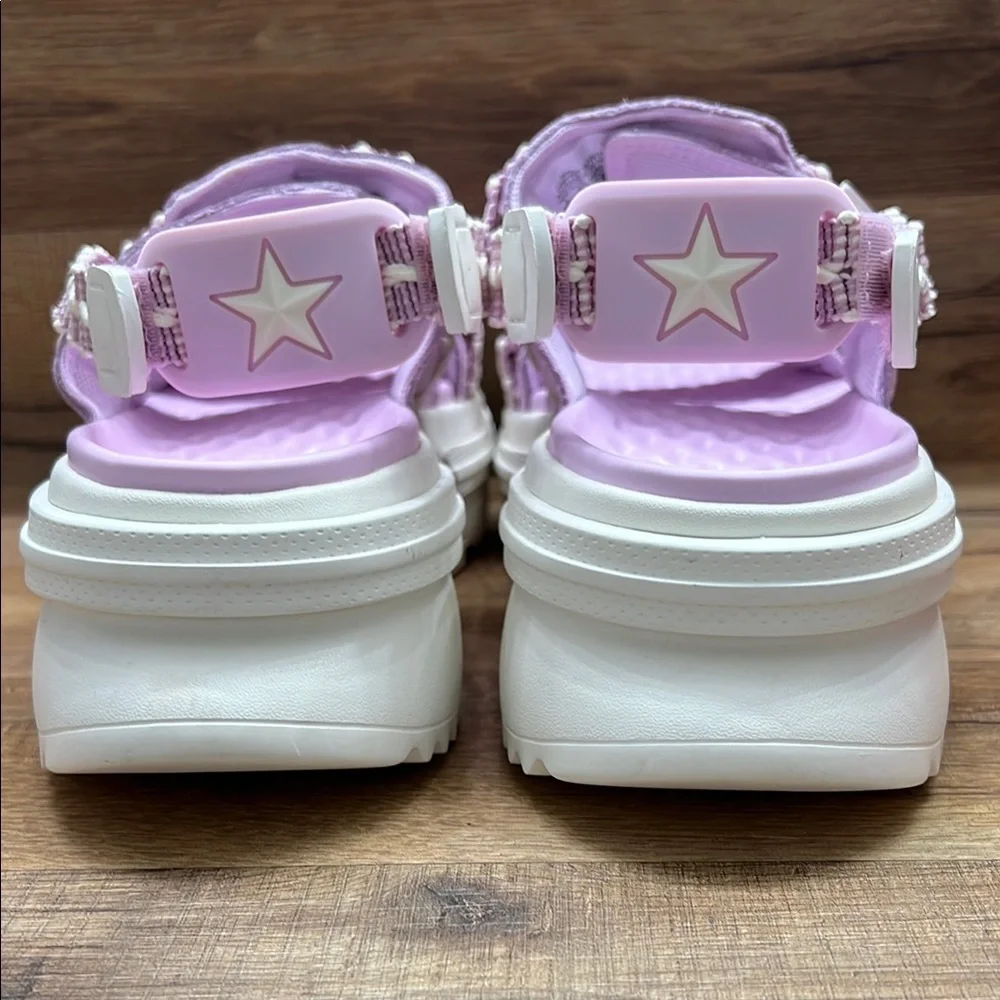 Converse Purple and White Sandals with Quilted Design